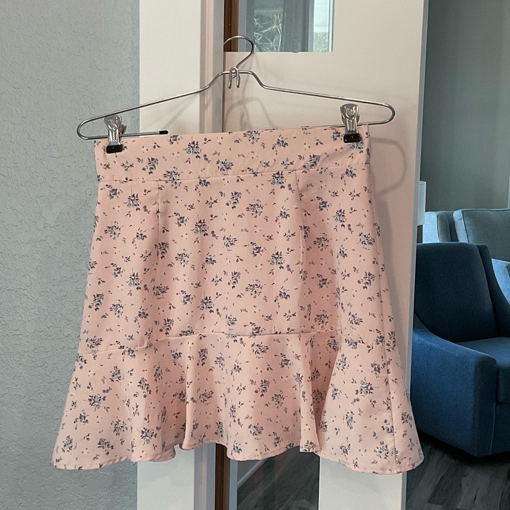 Altar'd State Floral A-Line Skirt in Pink Size Small